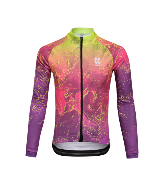 Dětský cyklistický dres dlouhý rukáv | MOTION Z6 Neon Lava Blend