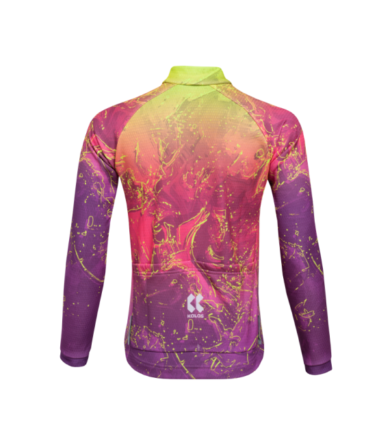 Dětský cyklistický dres dlouhý rukáv | MOTION Z6 Neon Lava Blend